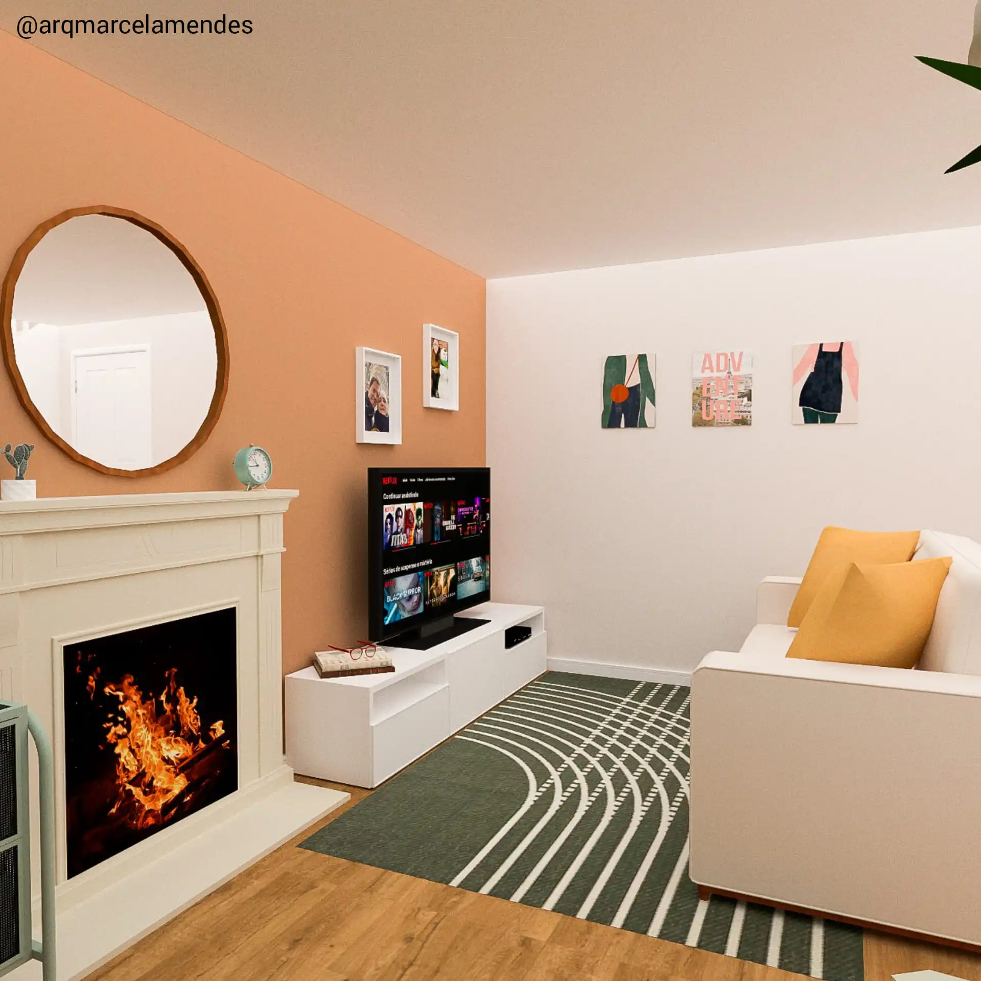 Sala de estar da casa da Carol e do Will - Inglaterra